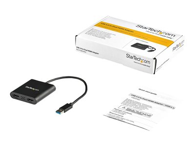 StarTech.com USB 3.0 to Dual HDMI Adapter, 1x 4K 30Hz & 1x 1080p, External Video & Graphics Card, US
