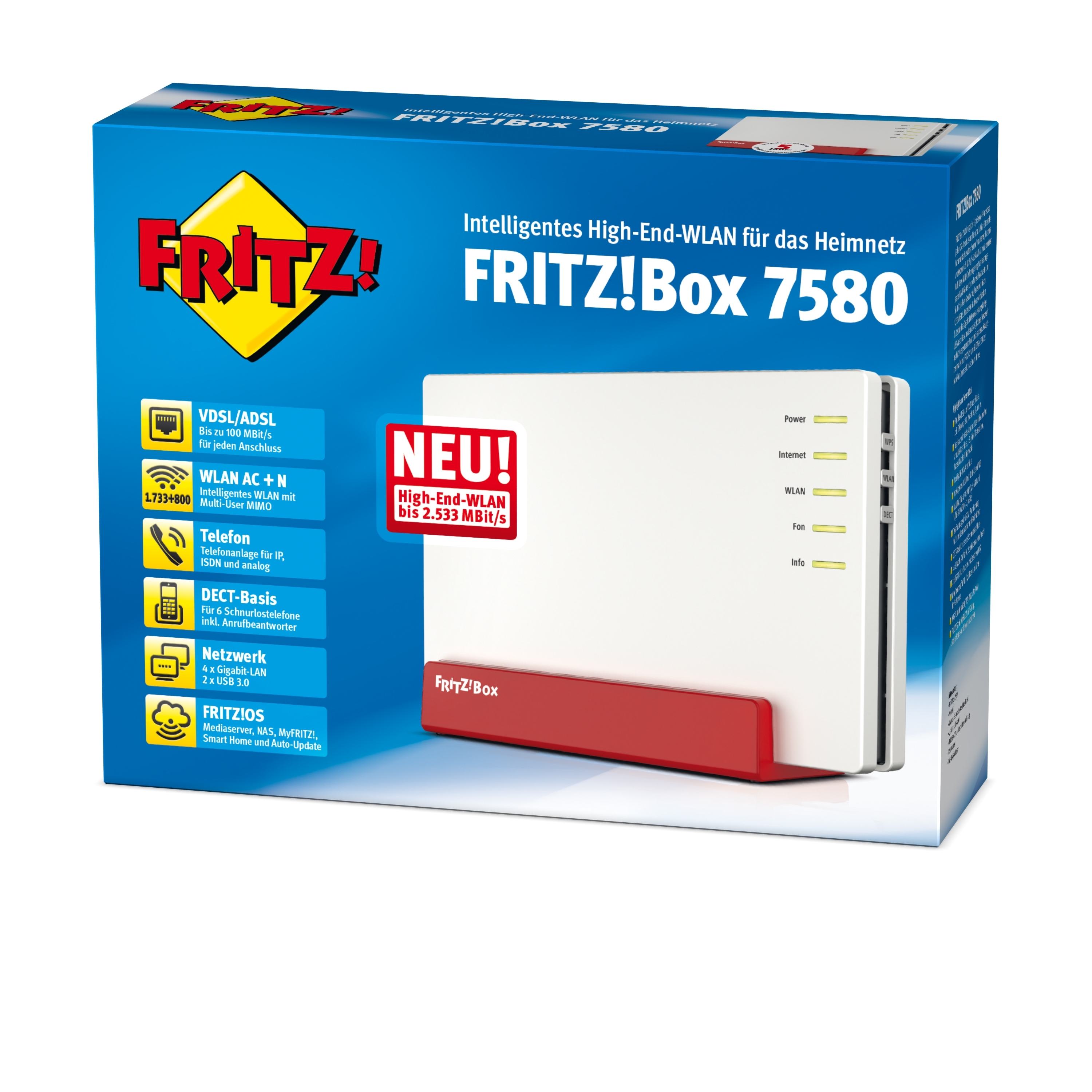 AVM FRITZ!Box 7583 - Wireless Router - DSL-Modem - 4-Port-Switch - GigE - 802.11a/b/g/n/ac - Dual-Ba