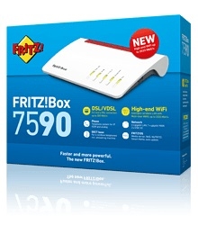 AVM FRITZ!Box 7590 - Wireless Router - DSL-Modem - 4-Port-Switch - GigE - 802.11a/b/g/n/ac - Dual-Ba