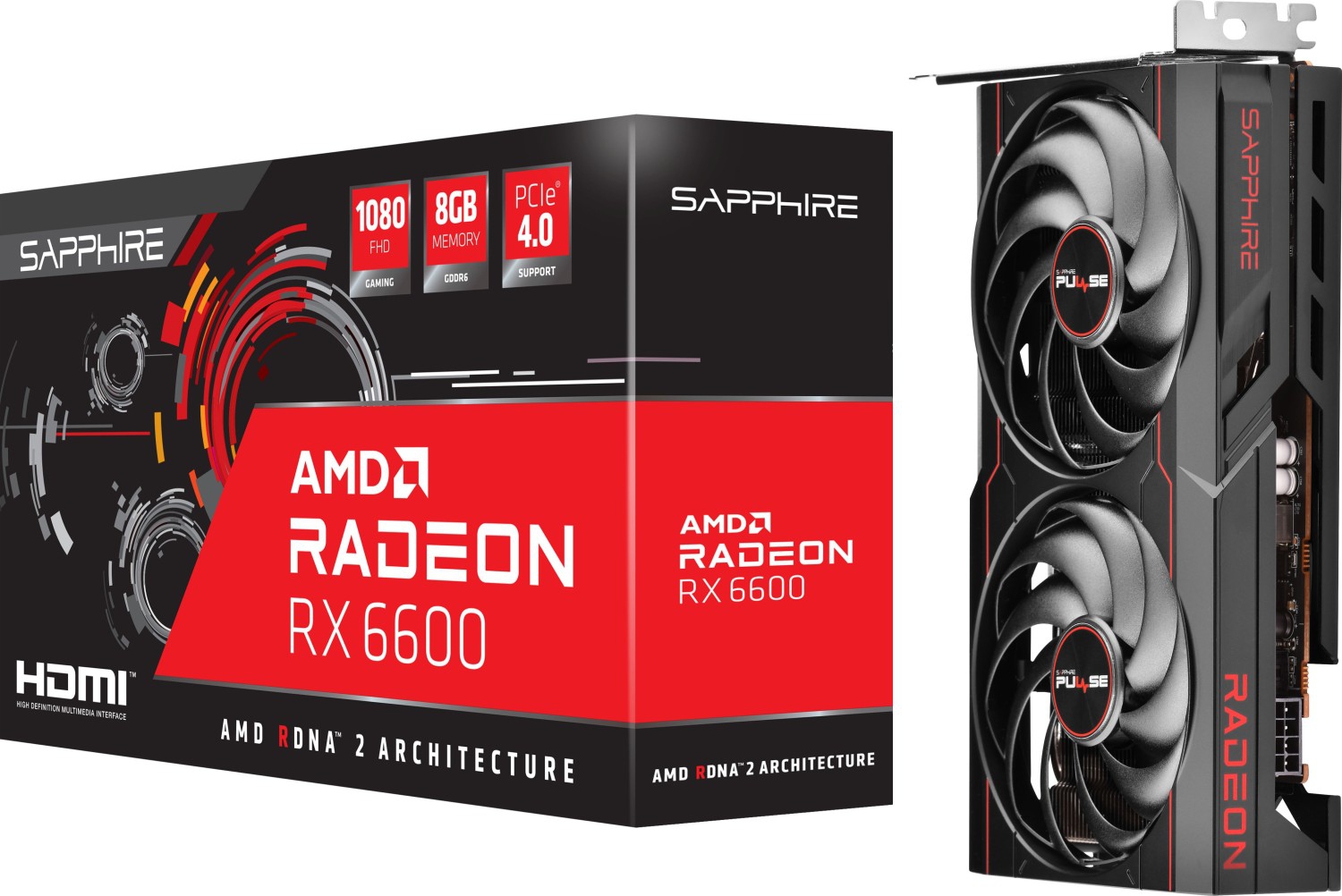 Sapphire Pulse Radeon RX 6600 - Grafikkarten - Radeon RX 6600 - 8 GB GDDR6 - PCIe 4.0 x8 - HDMI