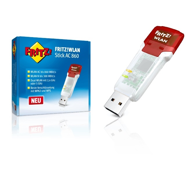 AVM FRITZ!WLAN Stick AC 860 - Netzwerkadapter - SuperSpeed USB 3.0 - 802.11b, 802.11a, 802.11g, 802.