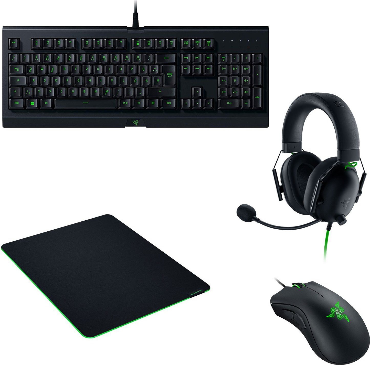 Razer Power Up Gaming-Bundle V2 DE, Cynosa Lite Tastatur, Death Adder Essential Maus, BlackShark V2