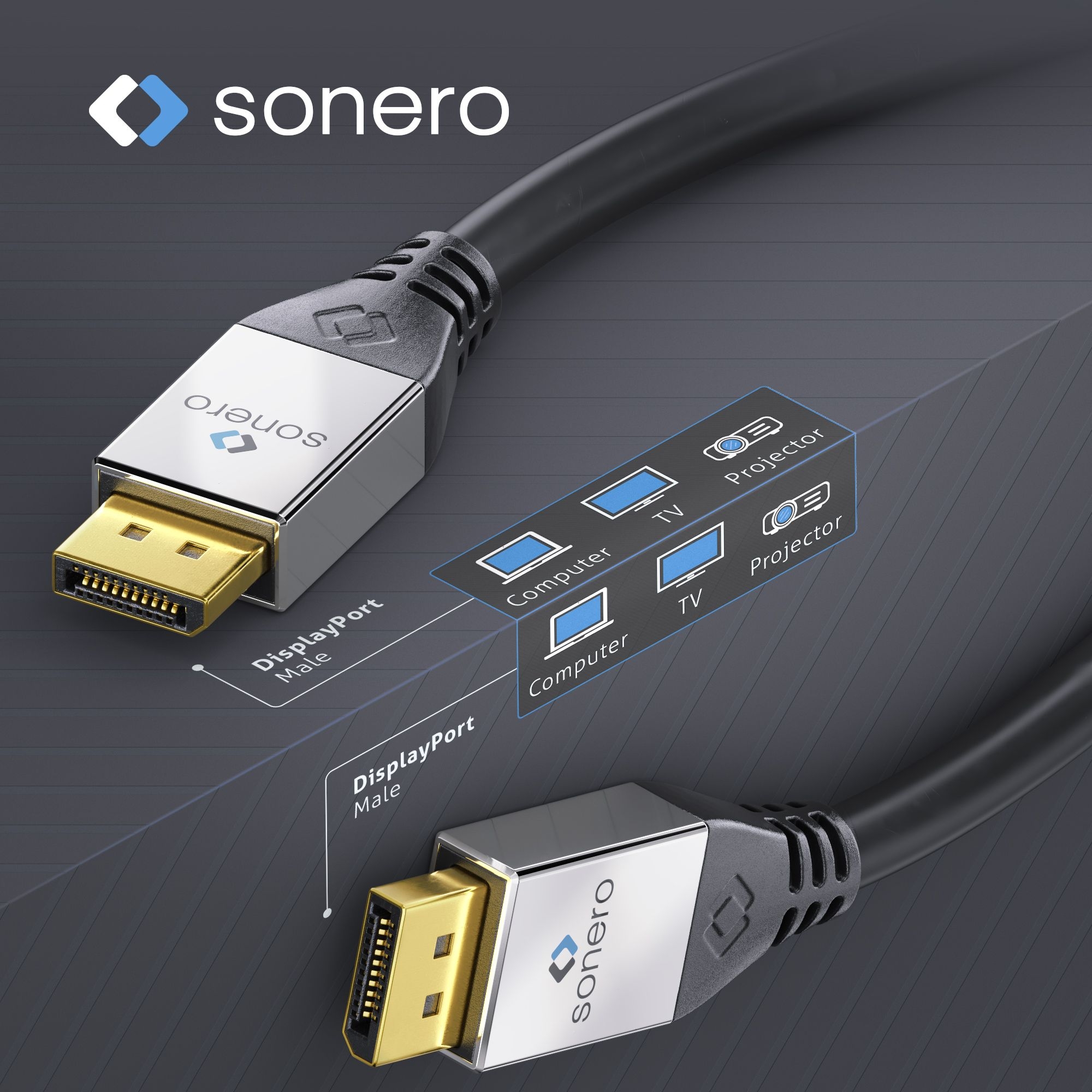 Sonero Premium 4K DisplayPort Kabel, 2,00m