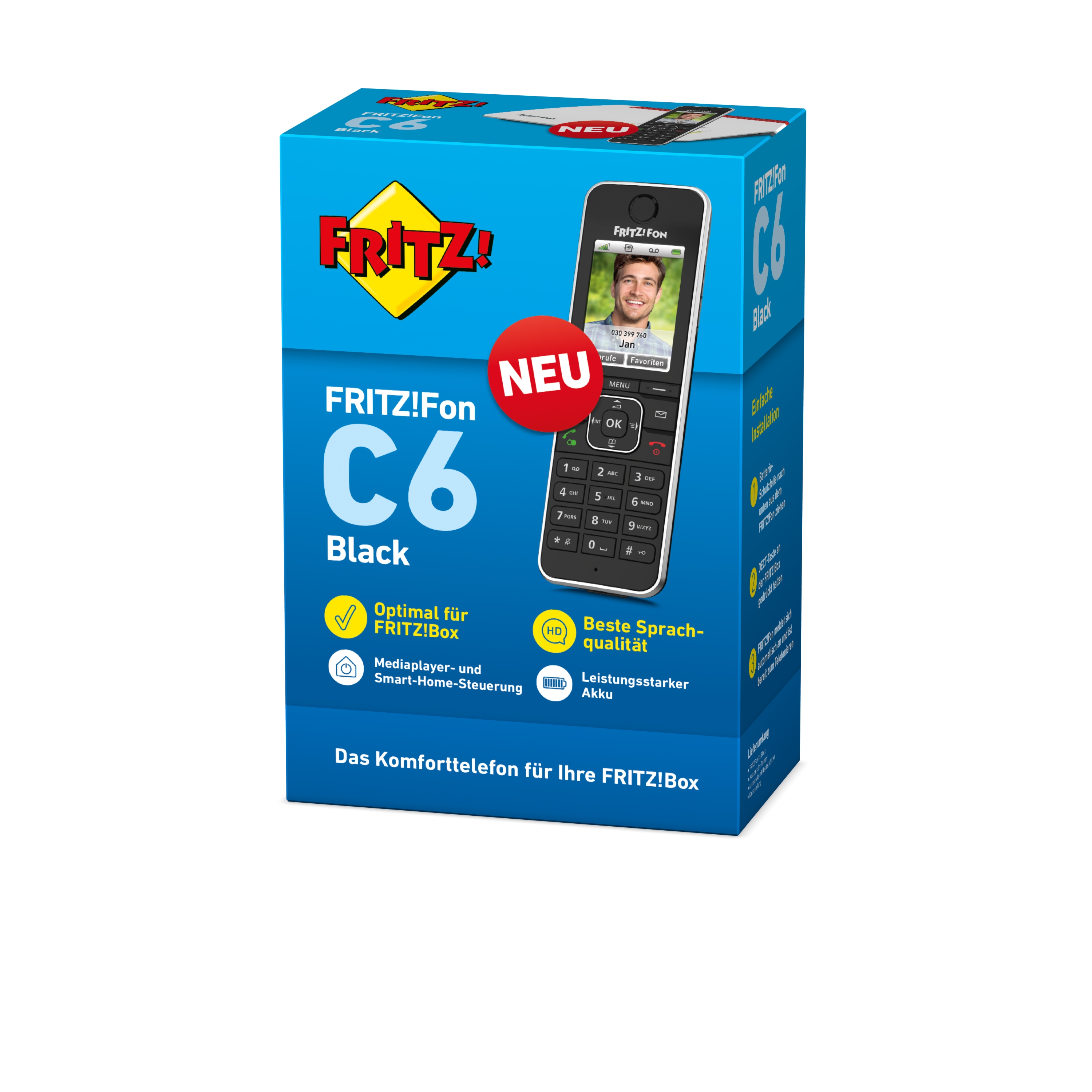 AVM FRITZ!Fon C6 - Schnurloses Erweiterungshandgerät - Anrufbeantworter - mit Internetradio mit Rufn