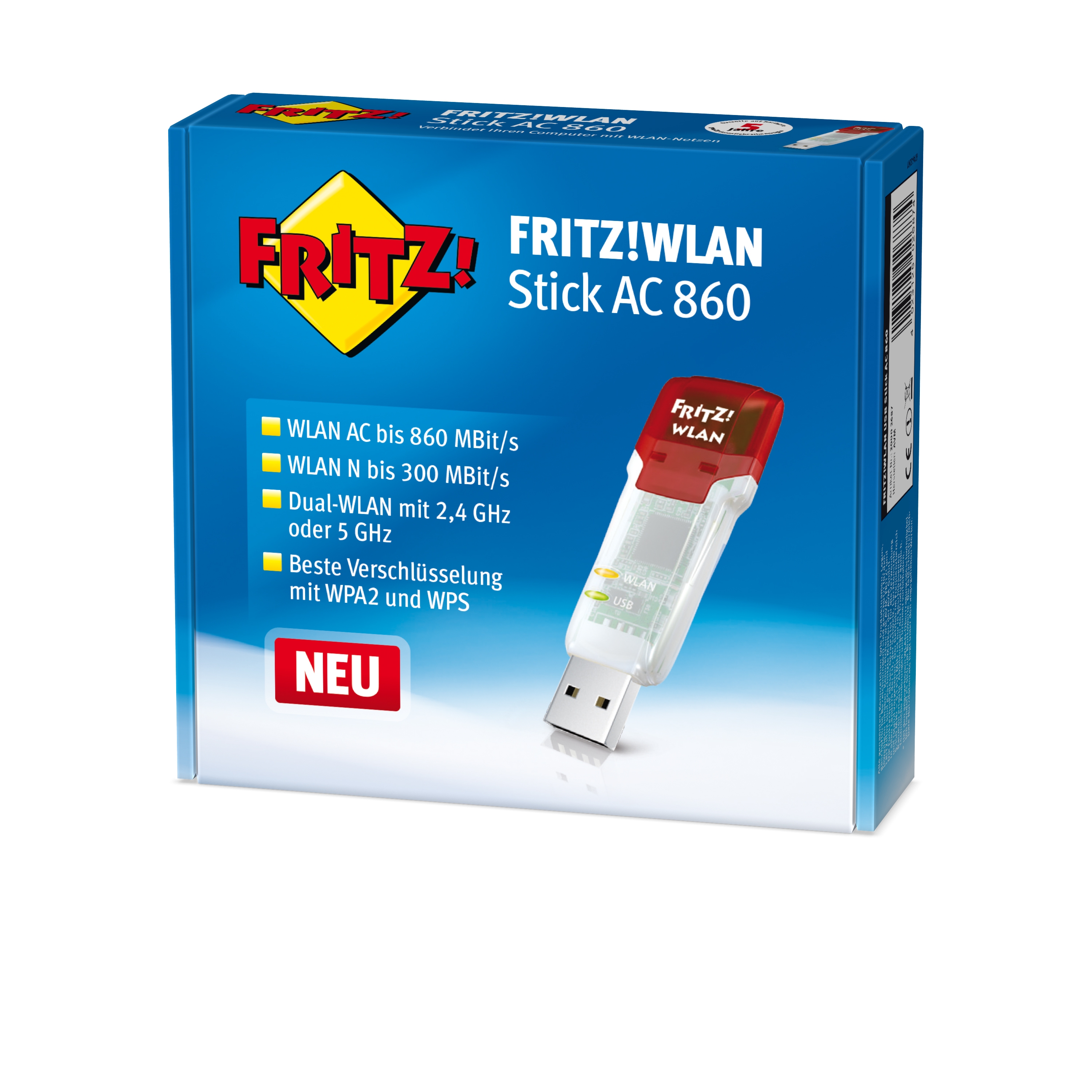 AVM FRITZ!WLAN Stick AC 860 - Netzwerkadapter - SuperSpeed USB 3.0 - 802.11b, 802.11a, 802.11g, 802.