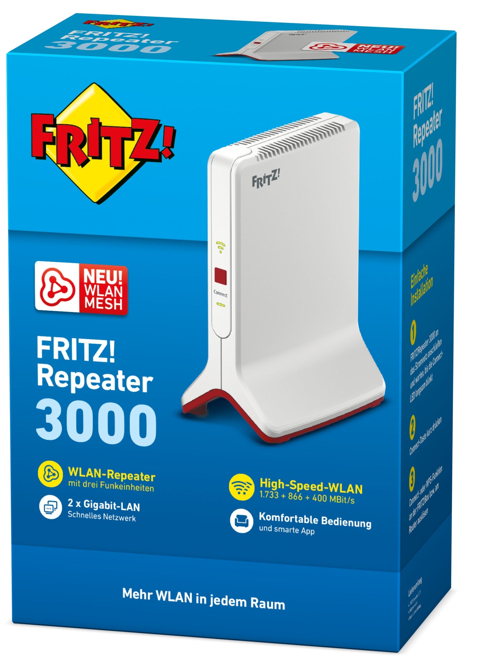 AVM FRITZ!Repeater 3000 - 2x5GHz/ 1x2,5GHz - Wi-Fi-Range-Extender - GigE - Wi-Fi - Dualband